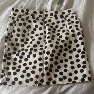 J. Crew Black and Cream Polka Dot Mini Skirt